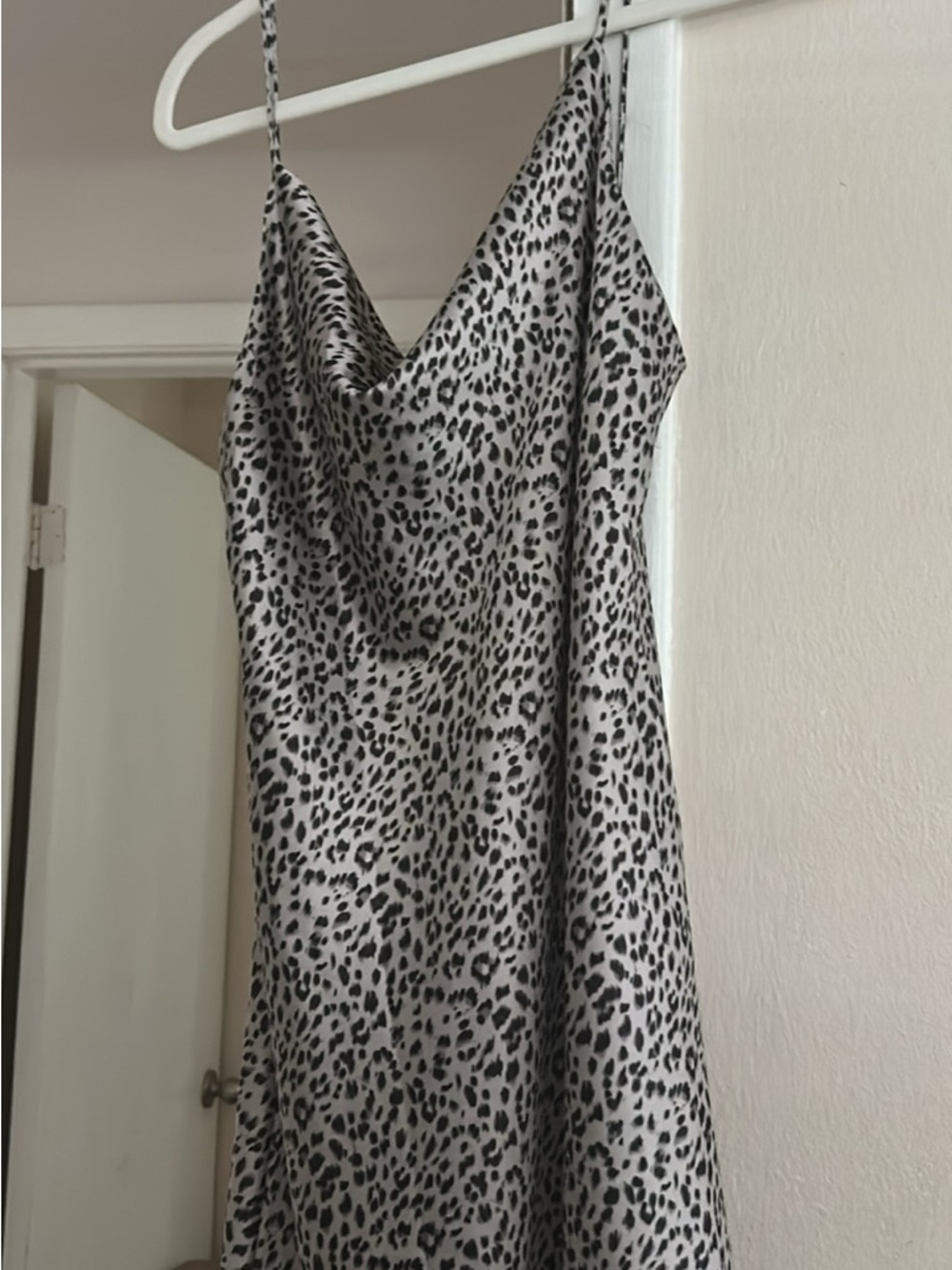 Princess Polly Leopard Print Satin Slip Dress - Black & White
